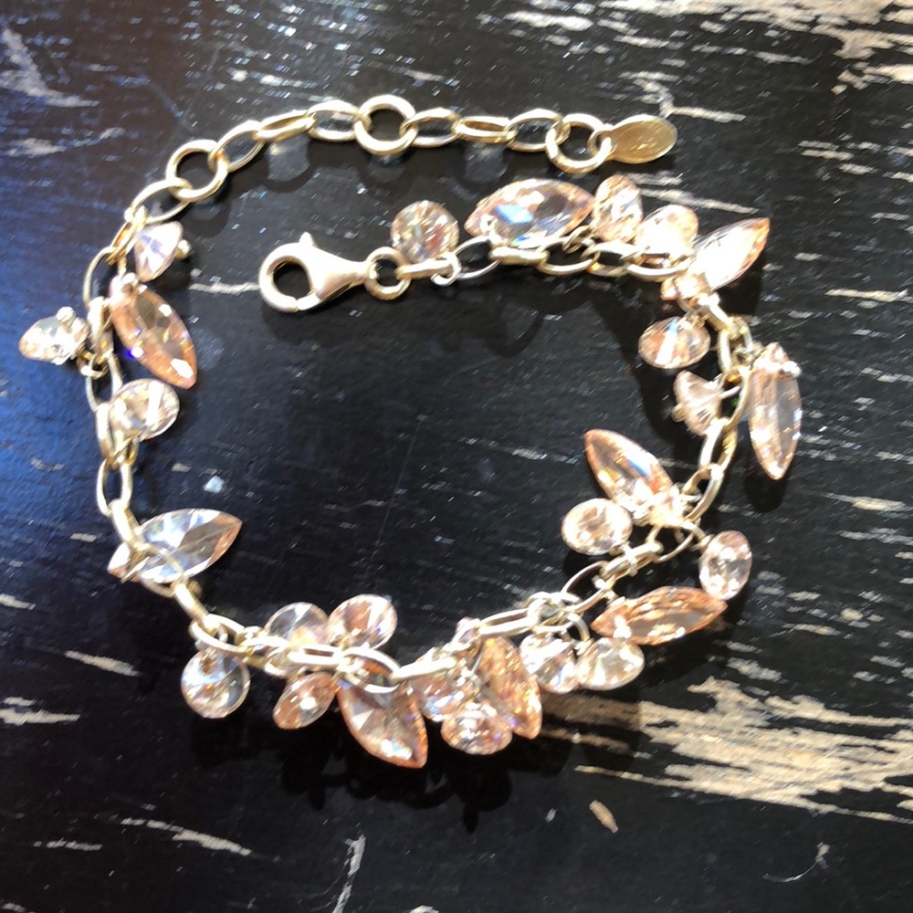 Gold on Sterling Champagne CZ Dangle Bracelet
